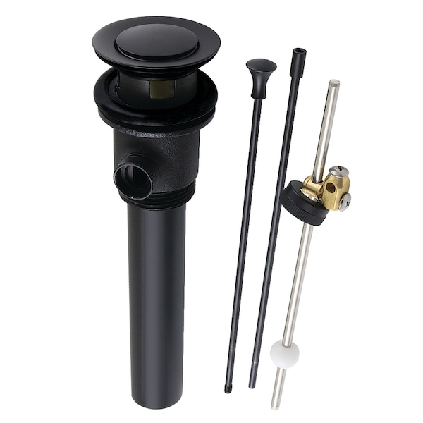 Brass PopUp Drain with Overflow and Extra Long PopUp rod, 22 Gauge, Matte Black